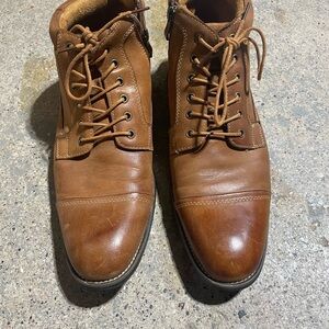 Men's Tan Leather Lace-Up Boots